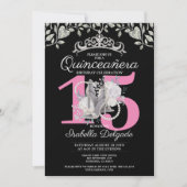 Quinceanera Princess Pink Black 15th Birthday Kaart (Voorkant)