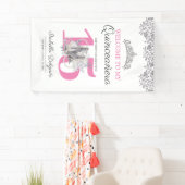 Quinceanera Princess Pink Silver 15th Birthday Spandoek (Insitu)