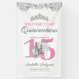 Quinceanera Princess Pink Silver 15th Birthday Spandoek