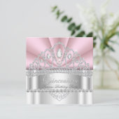 Quinceanera Princess Pink White Diamond Tiara Kaart (Staand voorkant)
