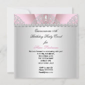 Quinceanera Princess Pink White Diamond Tiara Kaart (Achterkant)