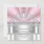 Quinceanera Princess Pink White Diamond Tiara Kaart (Voorkant)