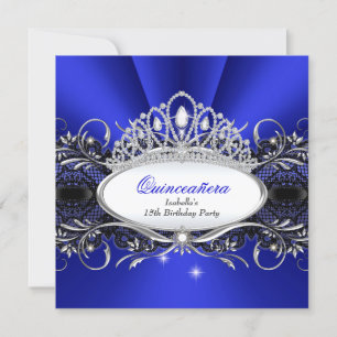 QUINCEANERA Princess Royal Blue Diamond Tiara lace Kaart