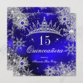 Quinceanera Princess Royal Blue Snowflake Tiara Kaart (Voorkant / Achterkant)
