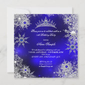 Quinceanera Princess Royal Blue Snowflake Tiara Kaart (Achterkant)