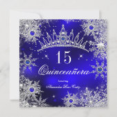 Quinceanera Princess Royal Blue Snowflake Tiara Kaart (Voorkant)