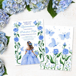 Quinceanera Princess Rozen Butterfly Baby Blauw Kaart