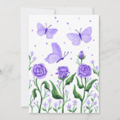 Quinceanera Princess Rozen Vlinder Lila Paarse Kaart (Achterkant)