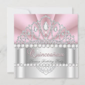 Quinceanera Princess Tiara Birthday Party Kaart (Voorkant)