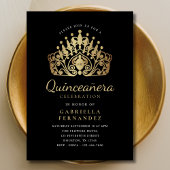 Quinceanera Princess Tiara Crown Zwart Goud Kaart