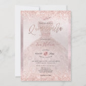 Quinceañera, Prinses Faux Roos Goud Tiara + Gown Kaart (Achterkant)