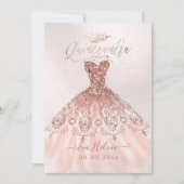 Quinceañera, Prinses Faux Roos Goud Tiara + Gown Kaart (Voorkant)