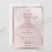 Quinceañera, Prinses Faux Roos Goud Tiara + Gown Kaart (Achterkant)