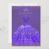 Quinceañera, Prinses Glitter Paarse Violet Gown Kaart (Voorkant)