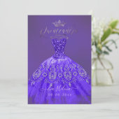 Quinceañera, Prinses Glitter Paarse Violet Gown Kaart (Staand voorkant)