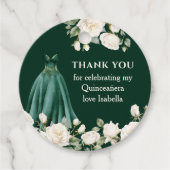 Quinceanera Prinses Jurk Smaragd Groene Bloem Bedankjes Labels (Voorkant)