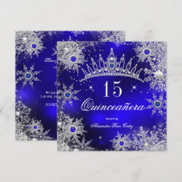 Quinceanera Prinses Koninklijk Blauwe Sneeuwvlokti Kaart