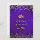 Quinceanera Prinses Nep Goud Confetti Violet Kaart (Voorkant)