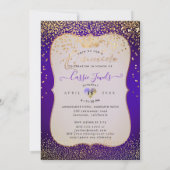 Quinceanera Prinses Nep Goud Confetti Violet Kaart (Achterkant)