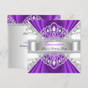 Quinceanera Prinses Paarse Witte Diamanten Diadeem Kaart