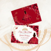 Quinceanera Prinses Rode Rozen Goud Save The Date