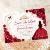 Quinceanera Prinses Rode Rozen Goud Save The Date