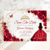 Quinceanera Prinses Rode Rozen Goud Save The Date