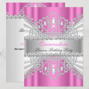 Quinceanera Prinses Roze Witte Diamanten Diadeem Kaart