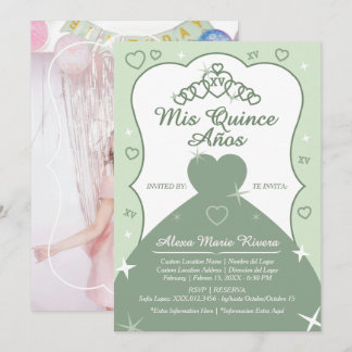 Quinceanera Prinses Tiara Glitter Foto Kaart
