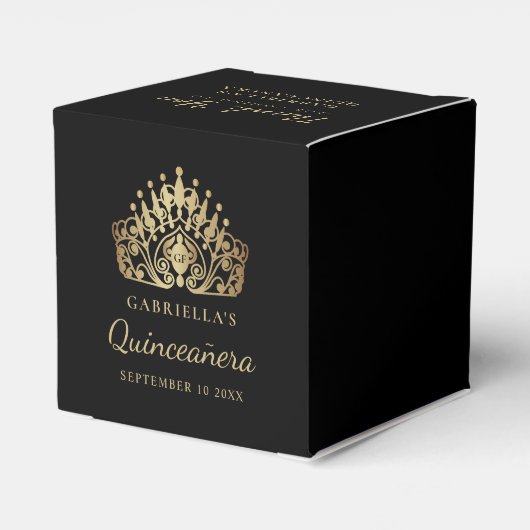 Quinceañera Prinses Tiara Kroon Dank u Bedankdoosjes (Achterkant)