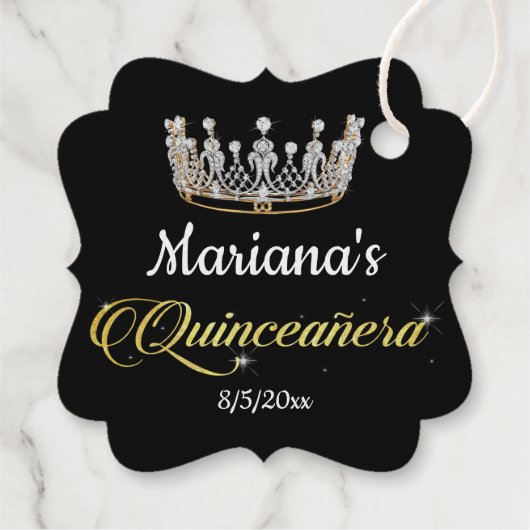 Quinceanera Prinsessen Kroon Folie Bedankjes Labels (Achterkant)