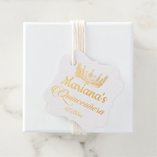 Quinceanera Prinsessen Kroon Folie Bedankjes Labels (Met doos)