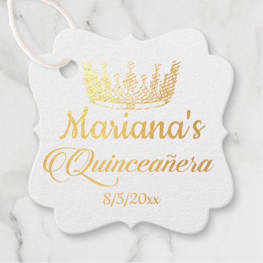 Quinceanera Prinsessen Kroon Folie Bedankjes Labels (Voorkant)