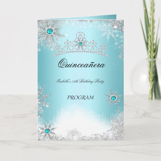 Quinceanera-programma Turkoois Kobaltblauw Programma (Voorkant)