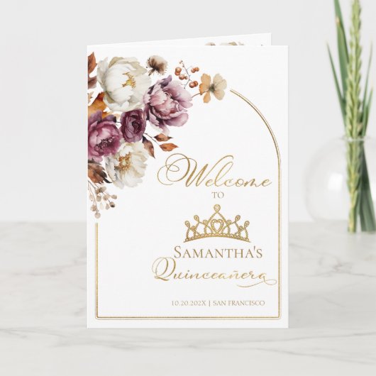 Quinceanera-programma's | Bourgondische Herfst Flo Programma (Voorkant)