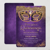 Quinceanera Purple Sparkle Kaart (Voorkant / Achterkant)