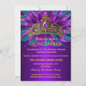 Quinceanera Purple Teal Blue Tiara Birthday Party Kaart (Voorkant)