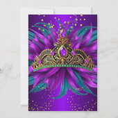 Quinceanera Purple Teal Blue Tiara Birthday Party Kaart (Achterkant)