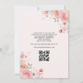 Quinceañera QR Code Blush Roze Roos Bloemen Kaart (Achterkant)