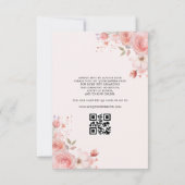 Quinceañera QR Code Blush Roze Roos Bloemen Kaart (Achterkant)
