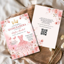 Quinceañera QR Code Blush Roze Roos Bloemen
