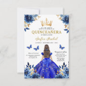 Quinceanera QR Code Royal Blue Butterfly Princess Kaart (Voorkant)