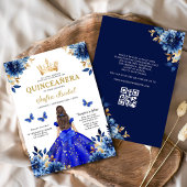 Quinceanera QR Code Royal Blue Butterfly Princess Kaart