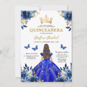 Quinceanera QR Code Royal Blue Butterfly Princess Kaart (Voorkant)