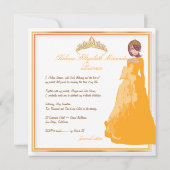 Quinceañera/Quince años princess/faux gold Kaart (Achterkant)