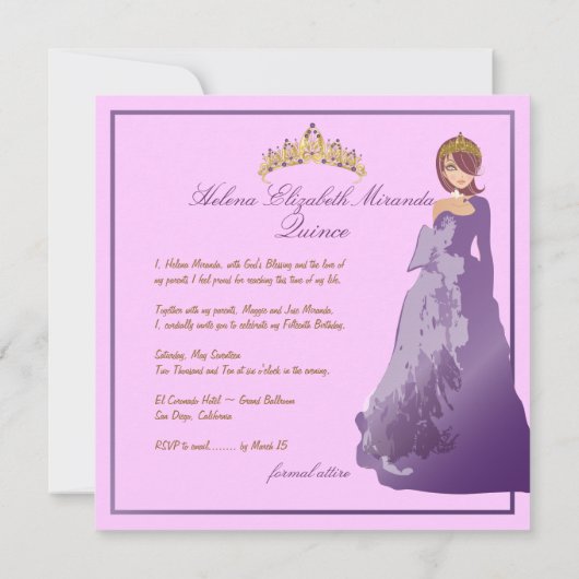 Quinceañera/Quince años princess/polka dots Kaart (Achterkant)