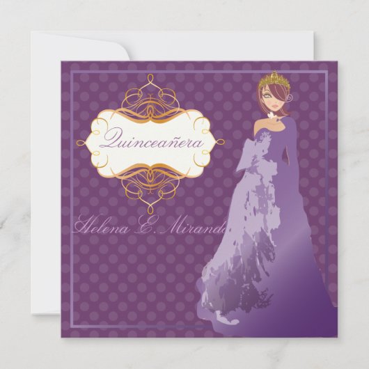 Quinceañera/Quince años princess/polka dots Kaart (Voorkant)