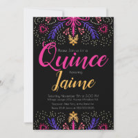 Quinceanera Quince Feest Gestippelde Bloem Roze Zw