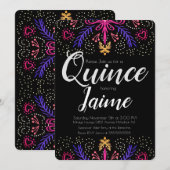 Quinceanera Quince Fun Dotted Floral Chic Kaart (Voorkant / Achterkant)