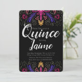 Quinceanera Quince Fun Dotted Floral Chic Kaart (Staand voorkant)